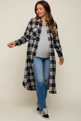 Black Plaid Maternity Oversized Shirt