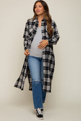 Black Plaid Maternity Oversized Shirt