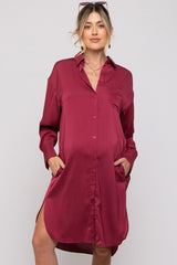 Red Striped Maternity Shirt Dress