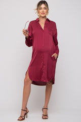 Red Striped Maternity Shirt Dress