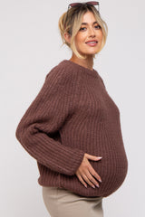 Brown Basic Chunky Knit Maternity Sweater