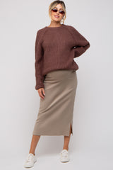 Brown Basic Chunky Knit Maternity Sweater