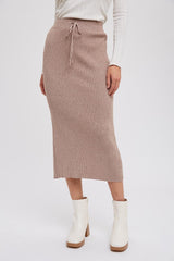 Mocha Rib Knit Midi Skirt