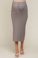 Grey Rib Knit Maternity Midi Skirt