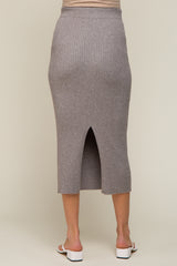 Grey Rib Knit Maternity Midi Skirt