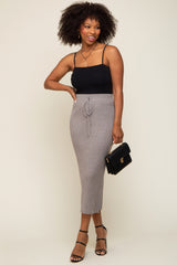 Grey Rib Knit Maternity Midi Skirt