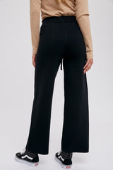 Black Front Seam Sweater Knit Drawstring Pants