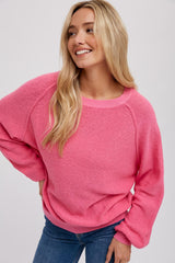 Fuchsia Knit Long Sleeve Maternity Top