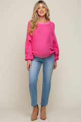 Fuchsia Knit Long Sleeve Maternity Top