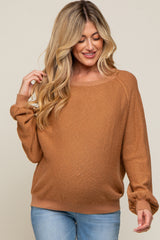 Camel Knit Long Sleeve Maternity Top