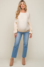 Cream Knit Long Sleeve Maternity Top