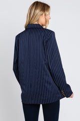 Navy Pinstripe Front Pocket Blazer