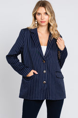 Navy Pinstripe Front Pocket Blazer