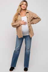 Taupe Quilted Maternity Jacket