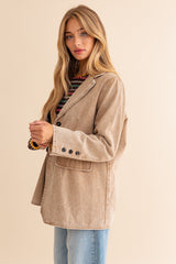 Beige Denim Front Pocket Blazer