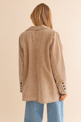 Beige Denim Front Pocket Blazer