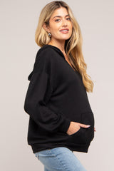 Black Front Pocket Maternity Hoodie