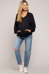 Black Front Pocket Maternity Hoodie