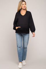 Black Front Pocket Maternity Hoodie