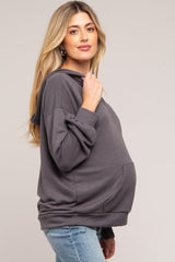 Charcoal Front Pocket Maternity Hoodie