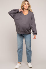 Charcoal Front Pocket Maternity Hoodie