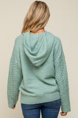 Mint Green Mixed Knit Maternity Hooded Sweater