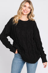 Black Chunky Cable Knit Maternity Sweater