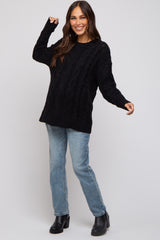 Black Chunky Cable Knit Maternity Sweater