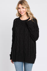 Black Chunky Cable Knit Sweater