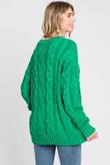 Green Chunky Cable Knit Sweater