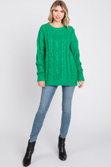 Green Chunky Cable Knit Sweater