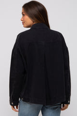 Black Basic Maternity Denim Jacket