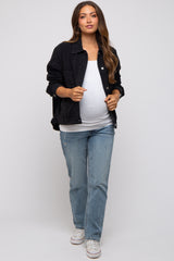 Black Basic Maternity Denim Jacket