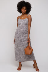 Grey Floral Sleeveless Maxi Dress