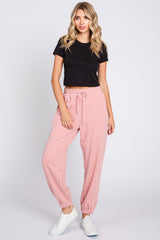 Light Pink Drawstring Maternity Sweatpants