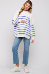 Periwinkle Striped Drop Shoulder Maternity Sweater