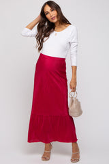 Red Plisse Maternity Maxi Skirt