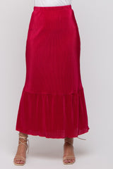 Red Plisse Maxi Skirt