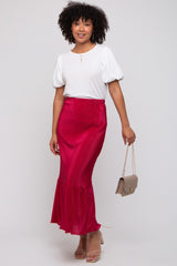 Red Plisse Maxi Skirt