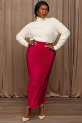 Red Plisse Plus Maxi Skirt