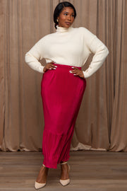 Red Plisse Plus Maxi Skirt