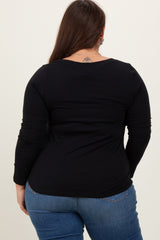 Black Basic Long Sleeve Plus Top