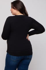 Black Basic Long Sleeve Plus Maternity Top