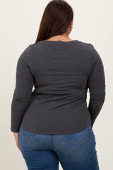 Charcoal Basic Long Sleeve Plus Top