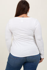 White Basic Long Sleeve Plus Top