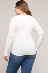 White Basic Long Sleeve Plus Maternity Top