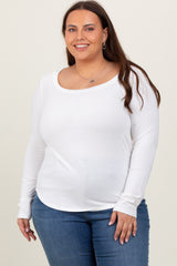 White Basic Long Sleeve Plus Maternity Top