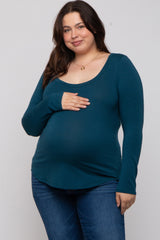 Dark Teal Basic Long Sleeve Plus Maternity Top