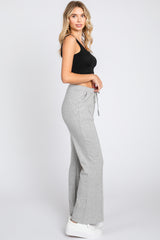 Heather Grey Faux Fur Lined Flare Lounge Pants