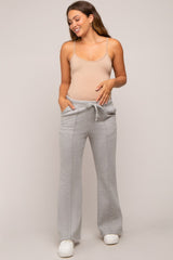 Heather Grey Faux Fur Lined Maternity Flare Lounge Pants